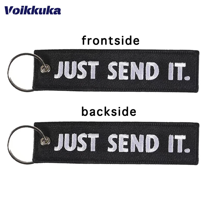 1 Stück/2 Stück/3 Stück Set Verkauf Schwarz Senden Sie es einfach beide Seiten Stickmuster Lustiger Schlüsselanhänger Motorrad Roter Anhänger Schlüsselanhänger
