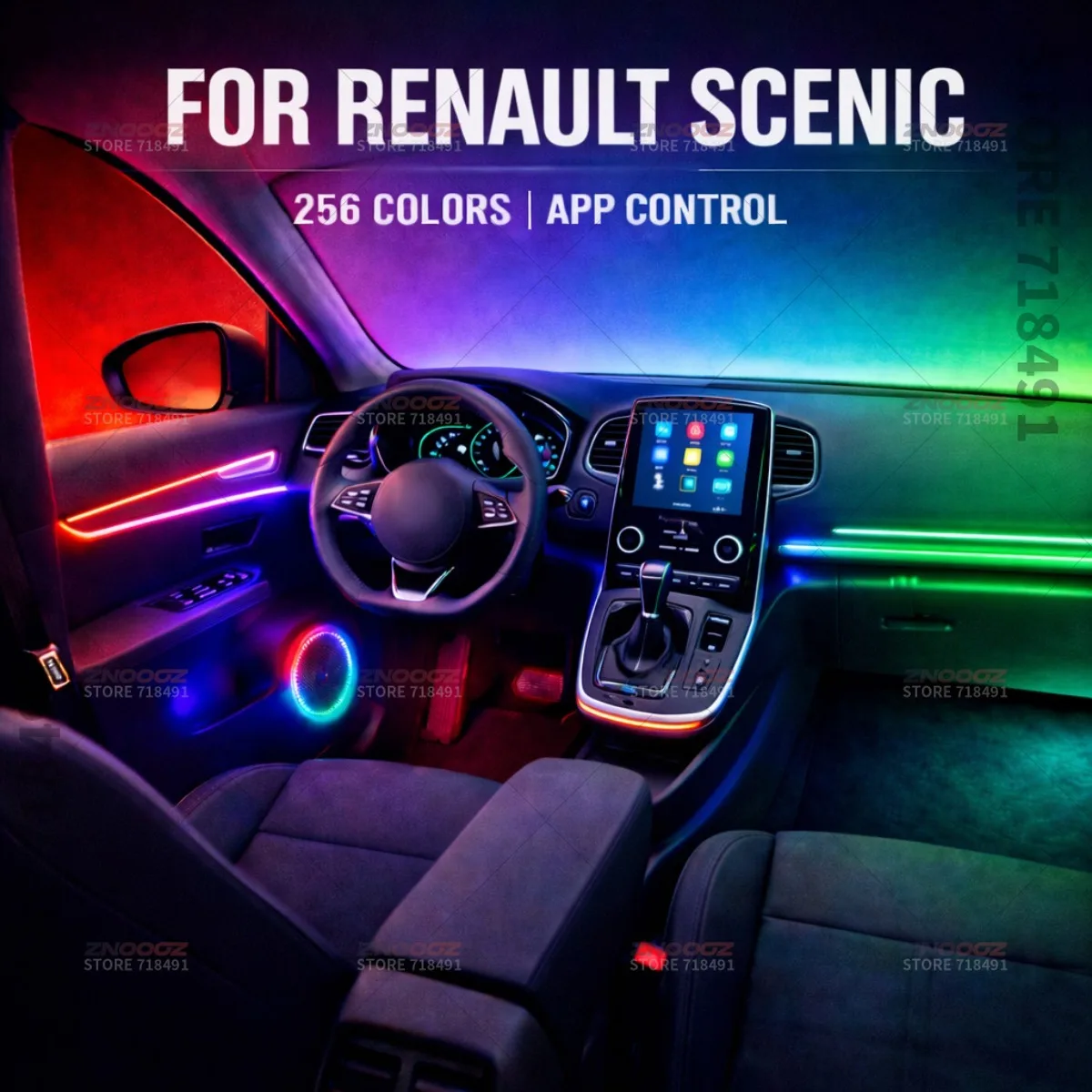 

22in1 RGB Car Interior Acrylic Car Ambient Lights RGB Hidden Acrylic Strip Decoration Atmosphere Accessories For Renault Scenic