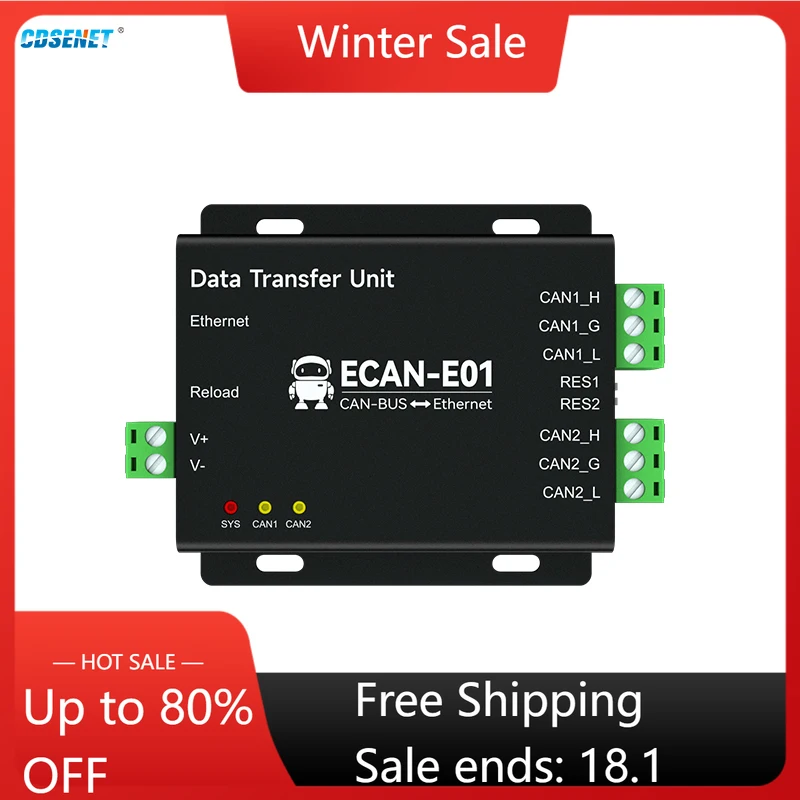 

CAN To Ethernet /WIFI Protocol Converter CDSENET ECAN Series CAN Relay DC8-28V RJ45 Heartbeat Registration Industrial Standard