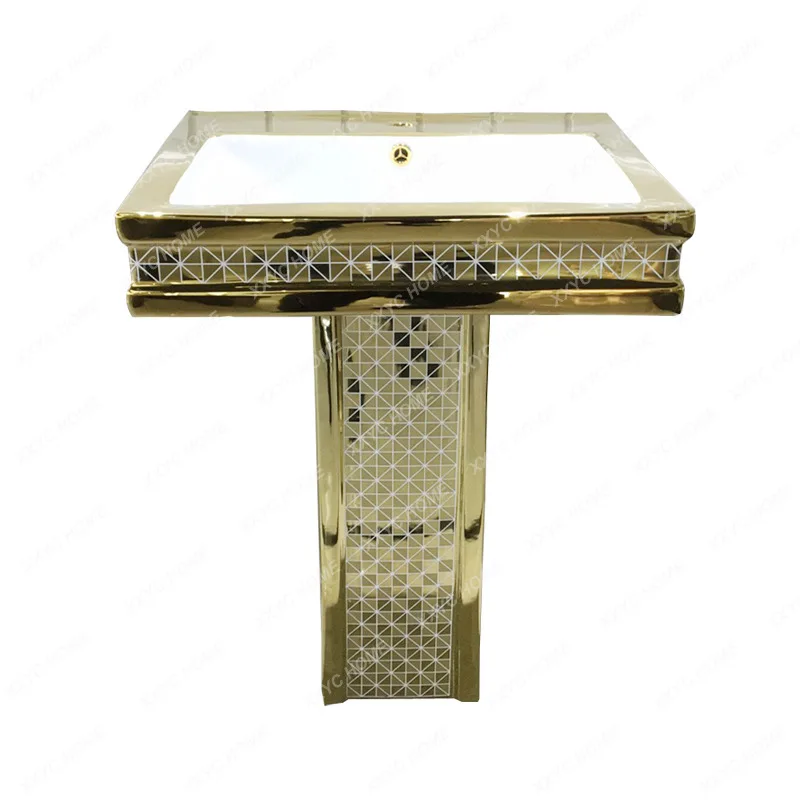 

Color Gold Wash Basin Gold Split Pedestal Basin Export Gold Plating Washbasin