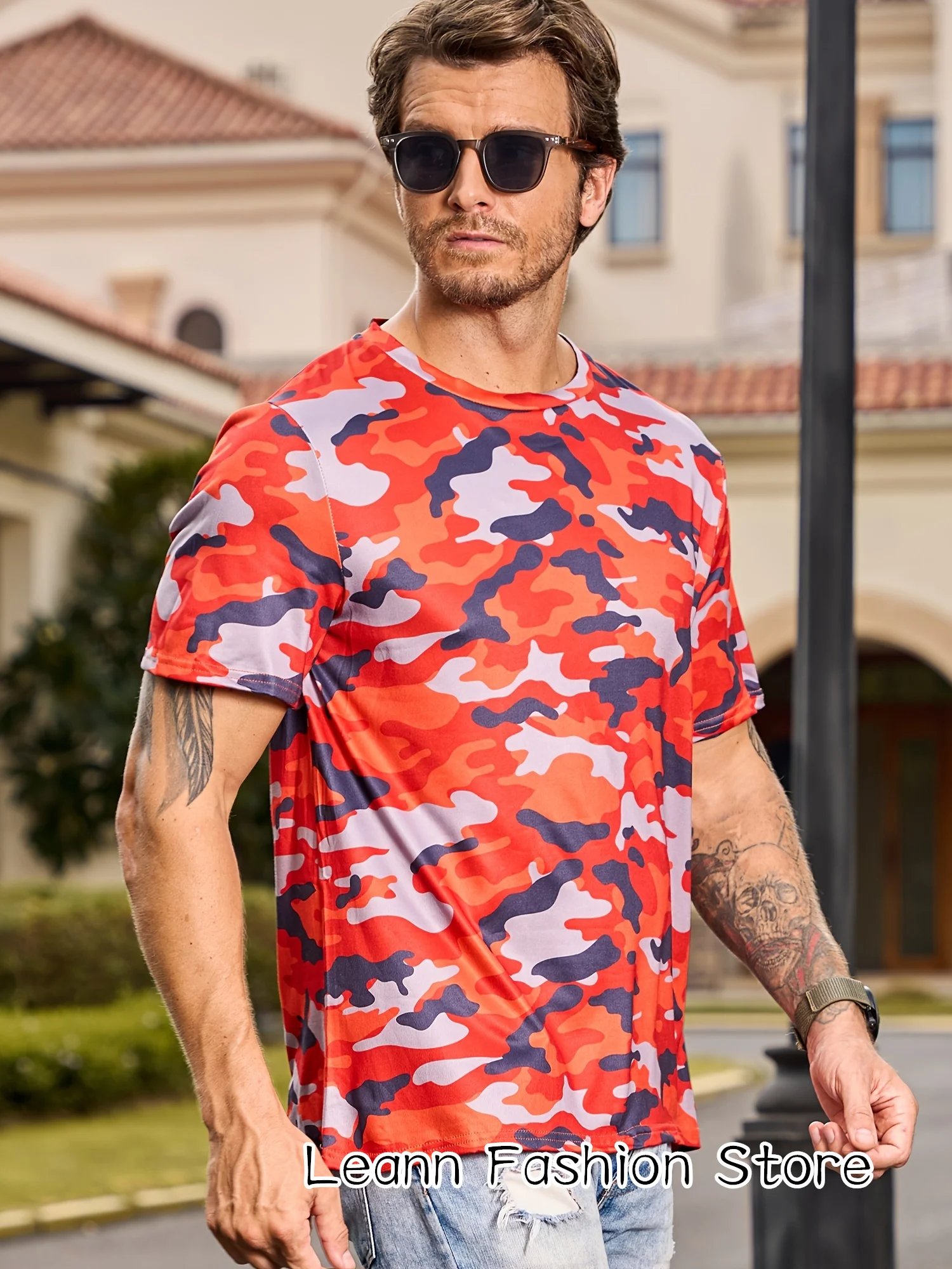 Summer Men Vintage T-Shirt Camouflage Printing Clothing Male Casual Short Sleeve Tops Tees Fashion Camiseta Streetwear