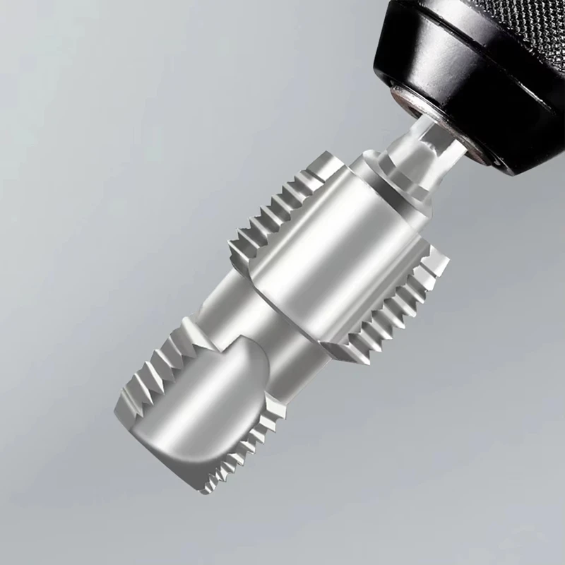 GIGI Rubinetto per tubi in plastica Set con 3 stampi 1/2 3/4 1 pollice Infila tubi Strumento idraulico Filettatura per tubi Trapano elettrico compatibile