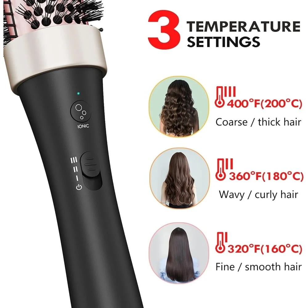 Ionic Heated Curling Brush 1.5 Inch Thermal Hair Styler with Dual Voltage Auto Shut Off Fast Heat Ceramic Tourmaline