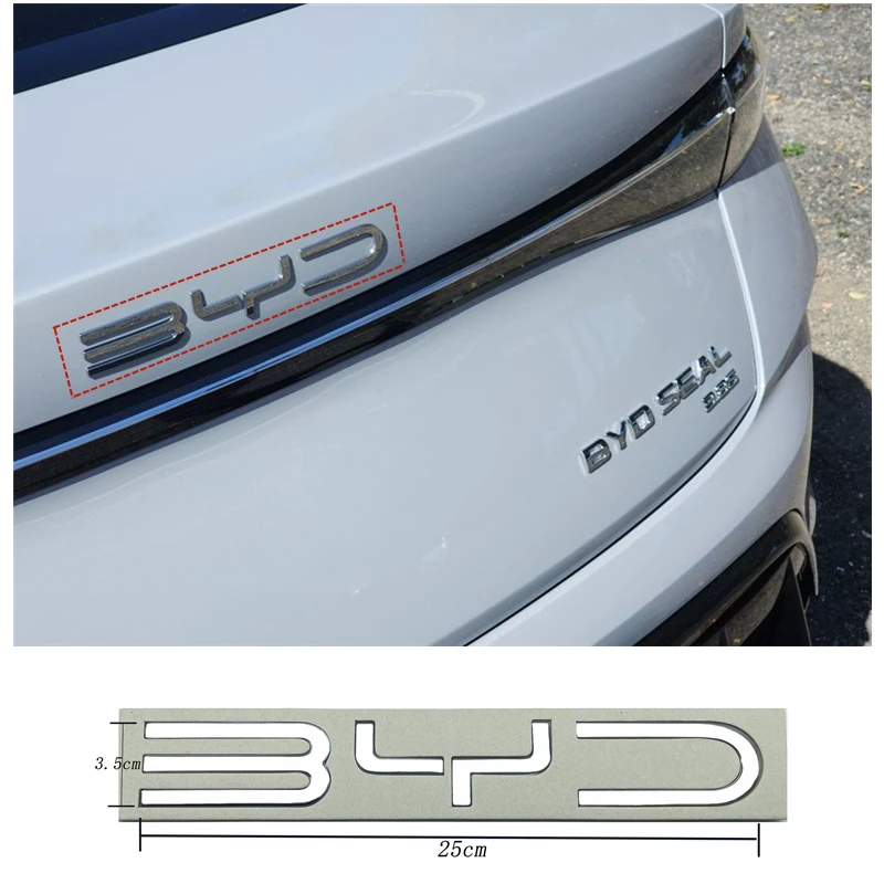 3D ABS Chrome Black Logo BYD Emblem Letters Stiker Car Trunk Badge For BYD SEAL QIN HAN SONG Plus ATTO3 SEAL U Accessories