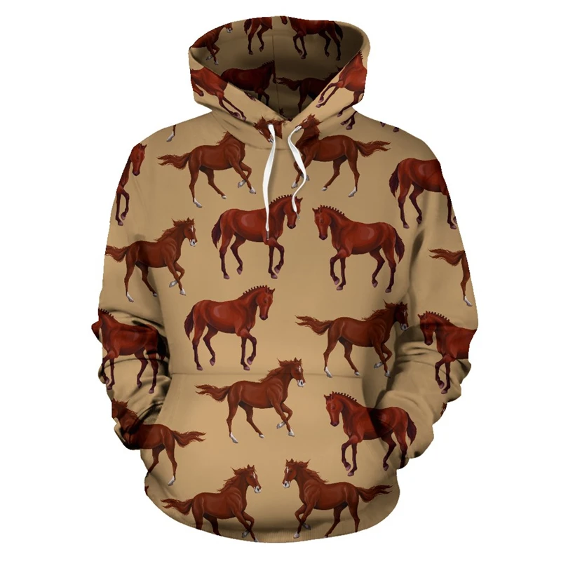 Autumn Fashion Riding Sweatshirt 3D Print Horse Animal Pullover Sweatshirt Sports Casual Soft Oversized Hoodies Outdoor Leisure