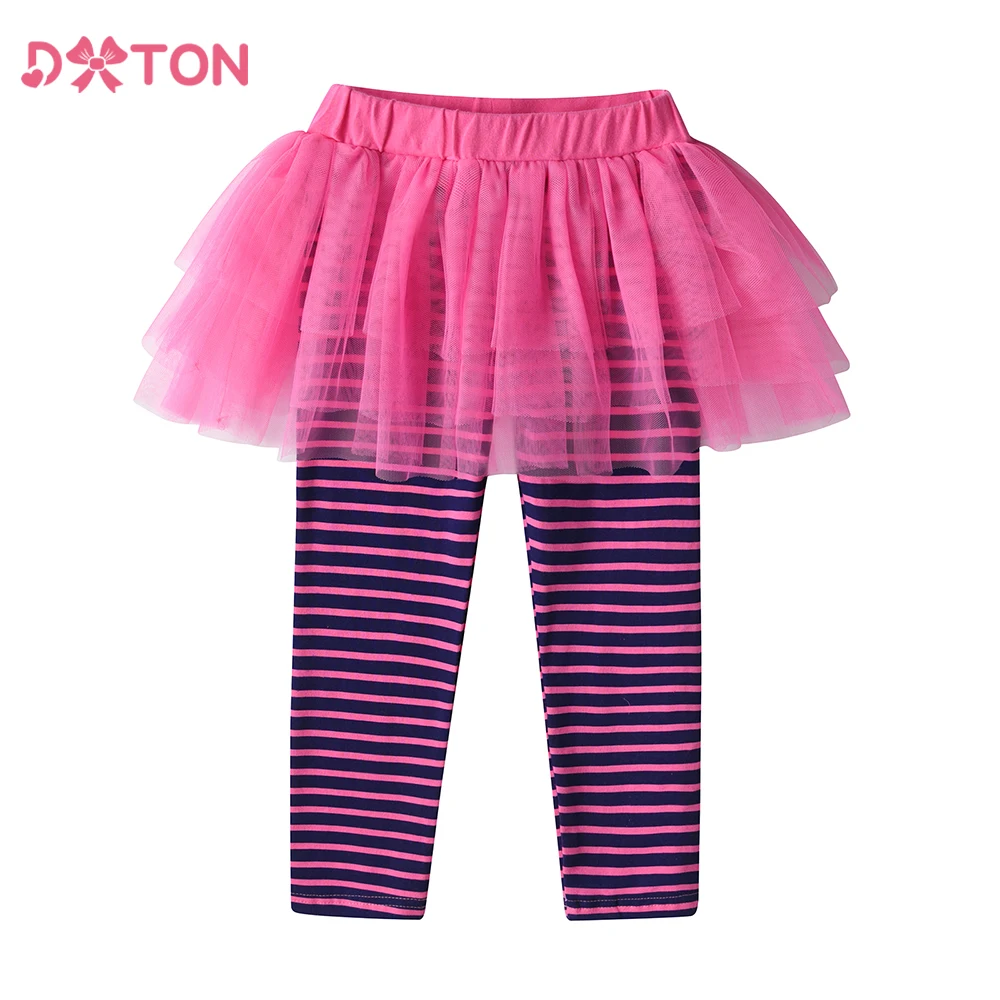 DXTON Toddlers Skirt Pants Striped Leggings with Tutu SKirt Children Ballet Prom Princess Costumes Cotton Girls Casual Clothing