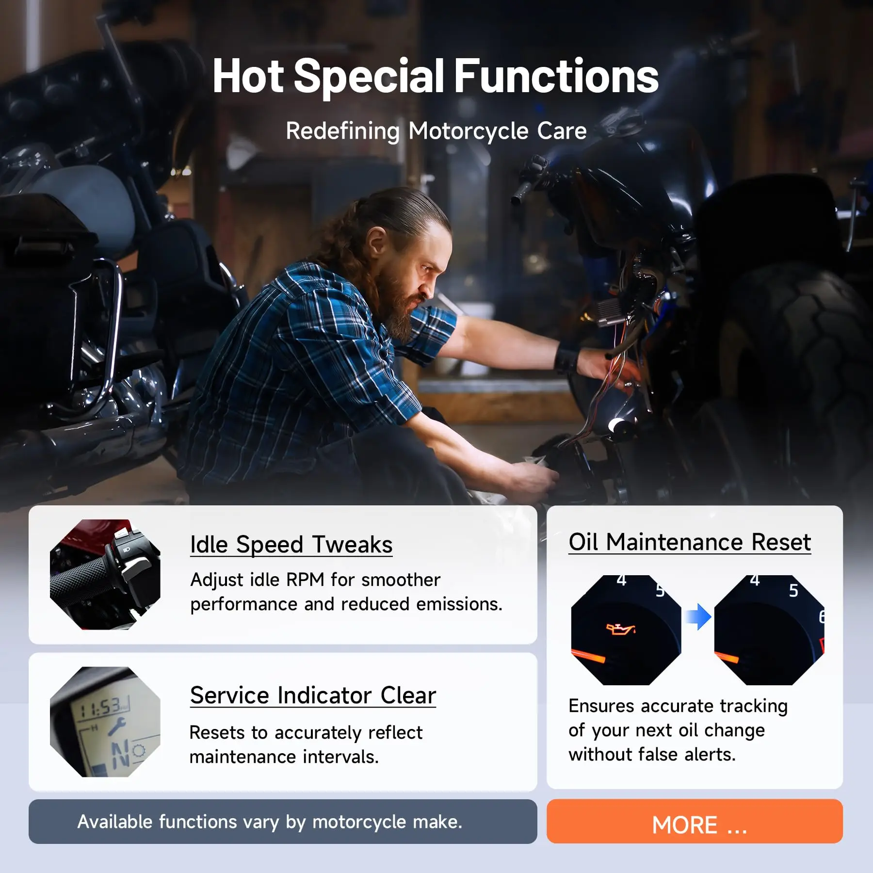 TOPDON TopScan Moto Bluetooth Scanner for Harley Ducati BMW Honda Yamaha, All System Motorcycle Diagnostic Tool with Oil Reset Service AutoVIN