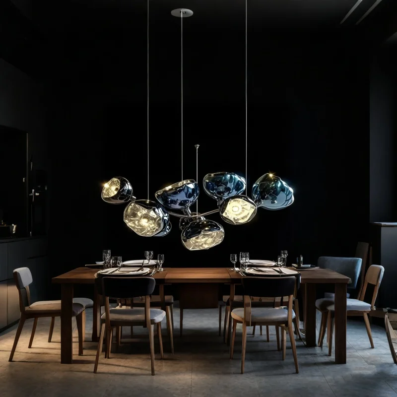 

BOSSEN Minimalist Rectangle Ceiling Lamp Lava Glass Hardware Chandelier Dimmable Designer Luxury Pendant Light for Living Room