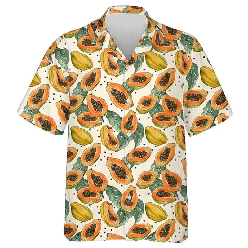 الصيف ثلاثية الأبعاد الأفوكادو قمصان مطبوعة للرجال الأطفال موضة الشارع الشهير قصيرة الأكمام تي شيرت للجنسين قمصان هاواي البلوزات Camisa
