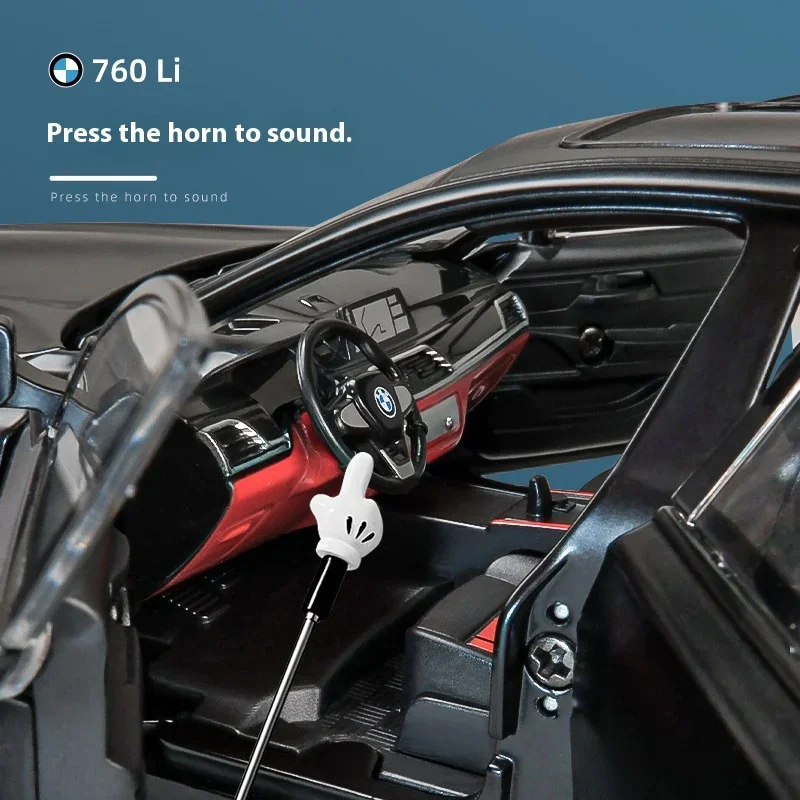 دييكاست 1:24 THE 7 760LI كبير ليموزين سبيكة معدنية سيارة نموذج سيارة الصوت والضوء التراجع لعبة الزينة الداخلية لعبة أطفال