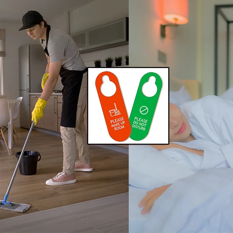 Double Sided Please Make Up Room Sign Board Prompt Board Please Do Not Disturb Sign Pendant Hotel Door Hanging Sign