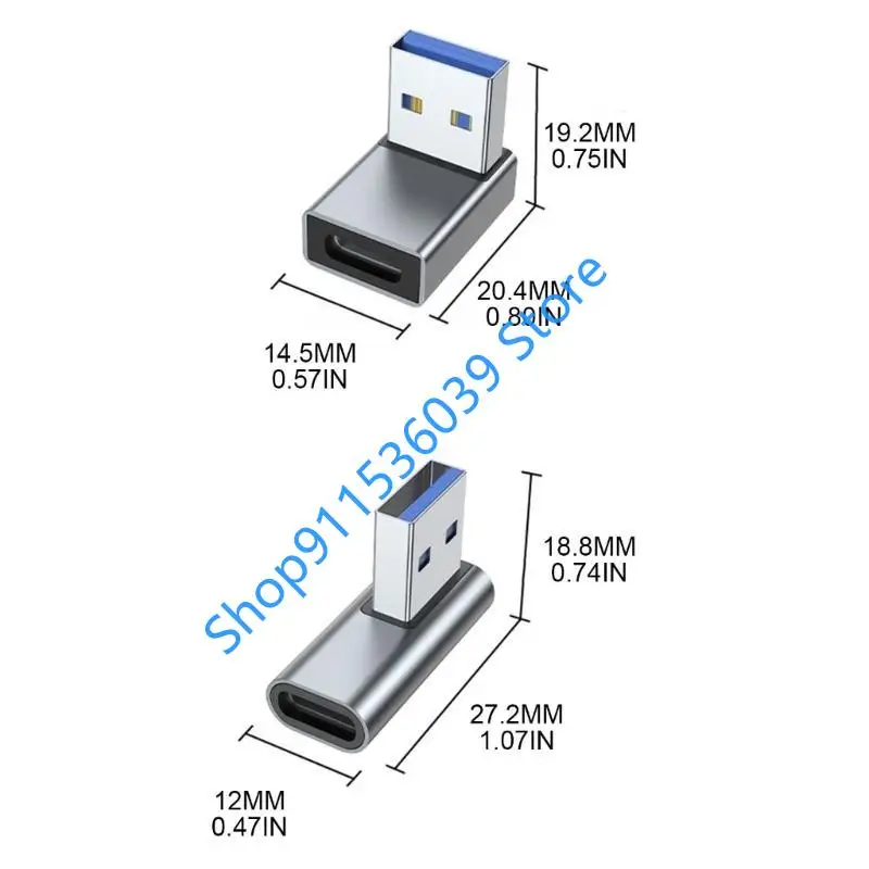 90度USB 3.0 オス - Type-C メス 直角延長アダプター USB上向きエルボアダプター 10Gbps ノートパソコンPCコネクター用
