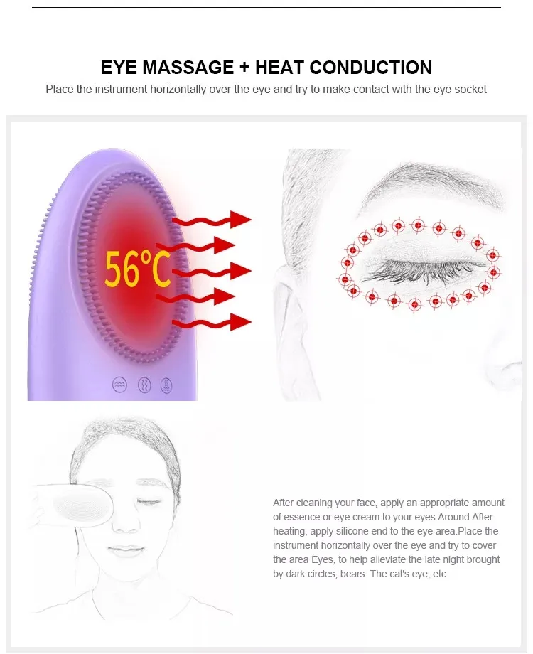 Multi-functional Rotating Face Massager Deep Cleaning Soft Silicone Facial Cleanser Brush Electric Facial Cleansing Brush