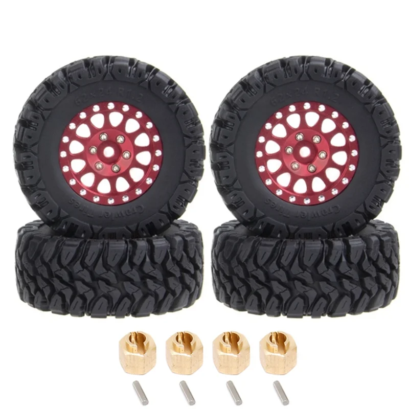4 Buah Set Ban Pelek Roda Beadlock Logam 62X24Mm 1.2 Inci untuk Mobil Perayap RC 1/18 1/24 TRX4M Axial SCX24 AX24 FCX24