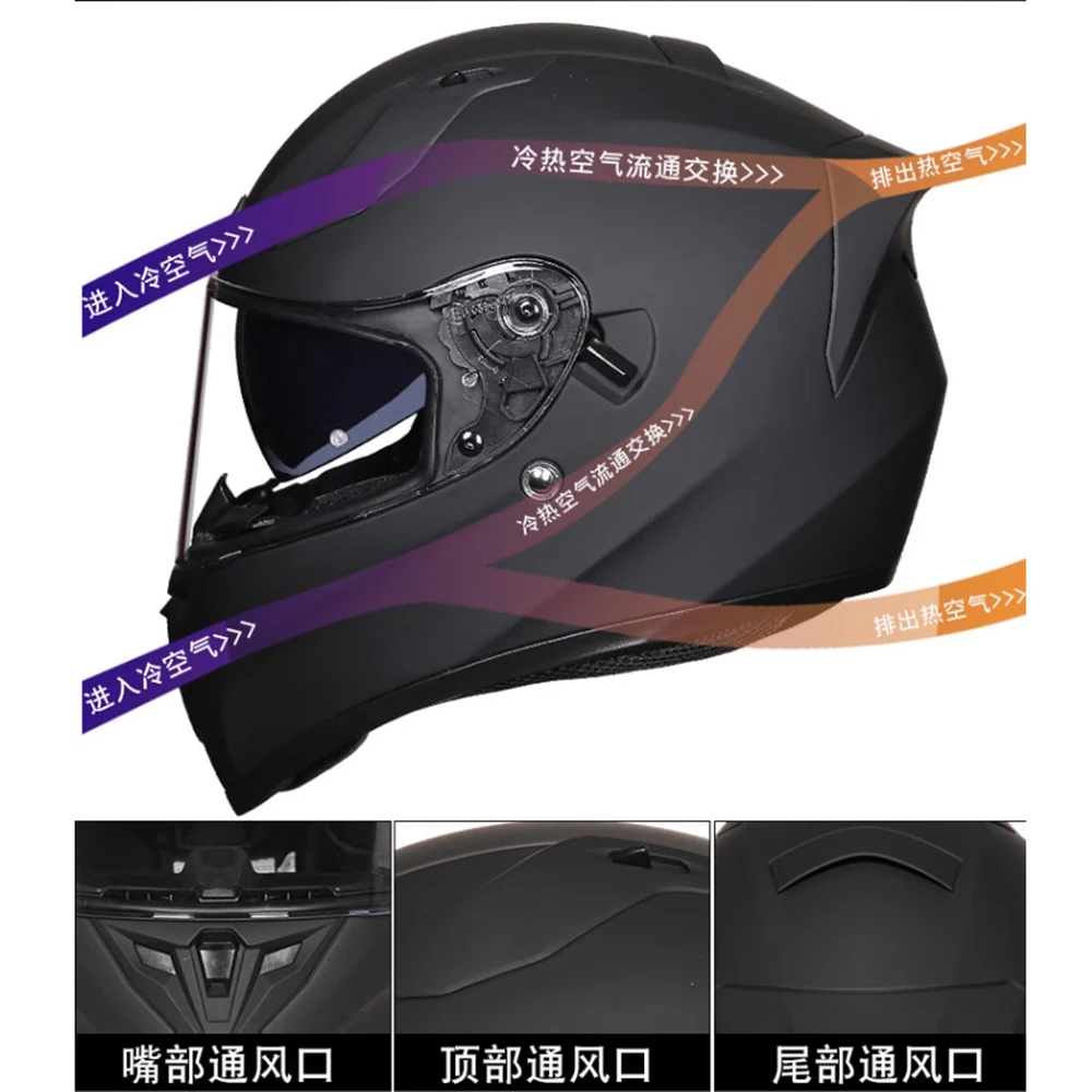 M-4XL Moto Kask localité Noir Wear-Degré Motocross Fournitures Anti-Chute Visage Complet Biker Casque Respirant Protection de la Tête