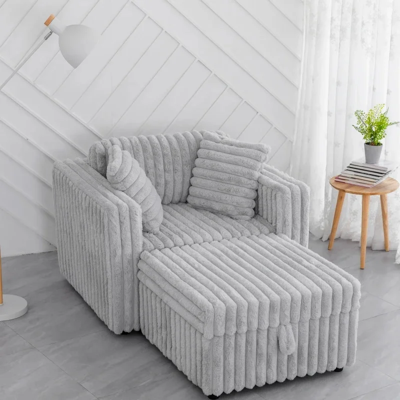 

44.9-inch soft light gray single sofa with storage space and 30.7" ottoman, comfortable and stylish