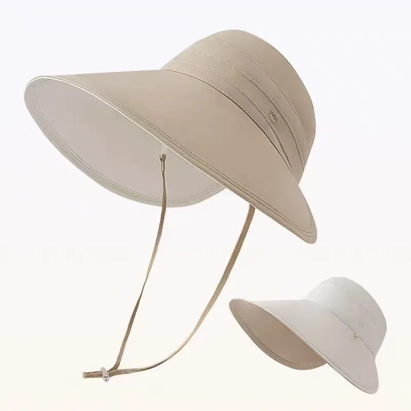 

New style hat women's UV ice silk double-sided hollow top wide-brimmed face shield