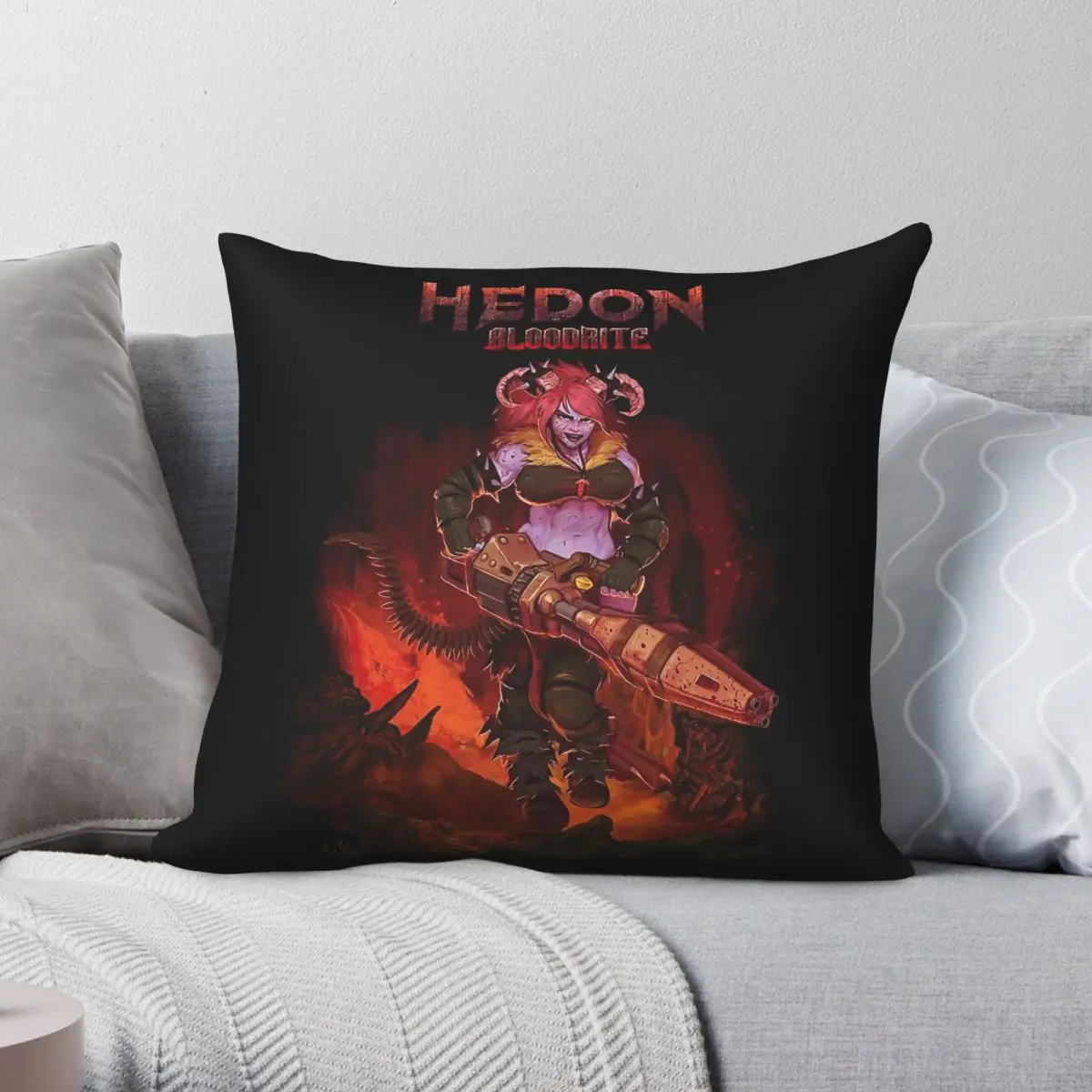 Hedon Bloodrite Splash Cover, quadratischer Kissenbezug, Polyester, Leinen, Samt, Muster, Reißverschluss, dekorativer Bettkissenbezug, 18 Zoll