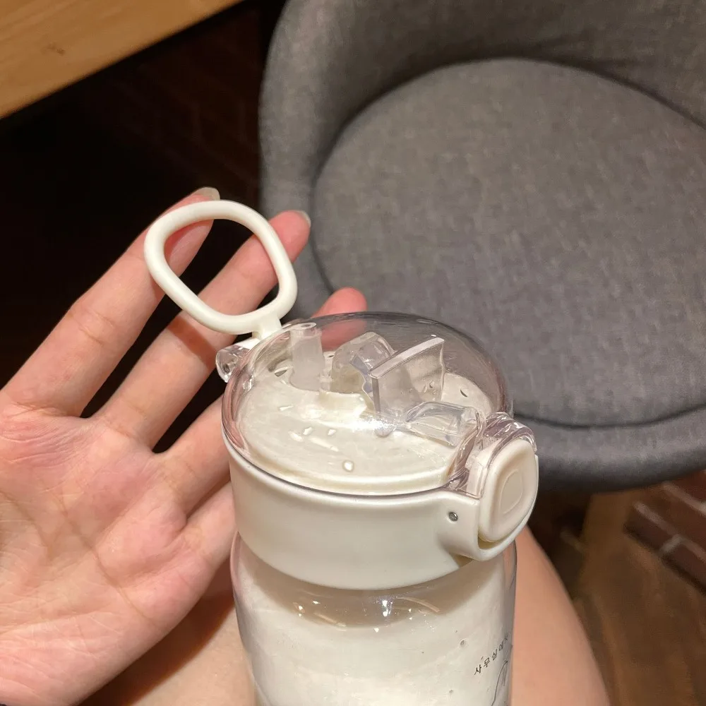 520ml Creative Plastic Sippy Cup Spill Proof Portable Water Bottles with Straws Transparent Sport Tea Cup Toddlers