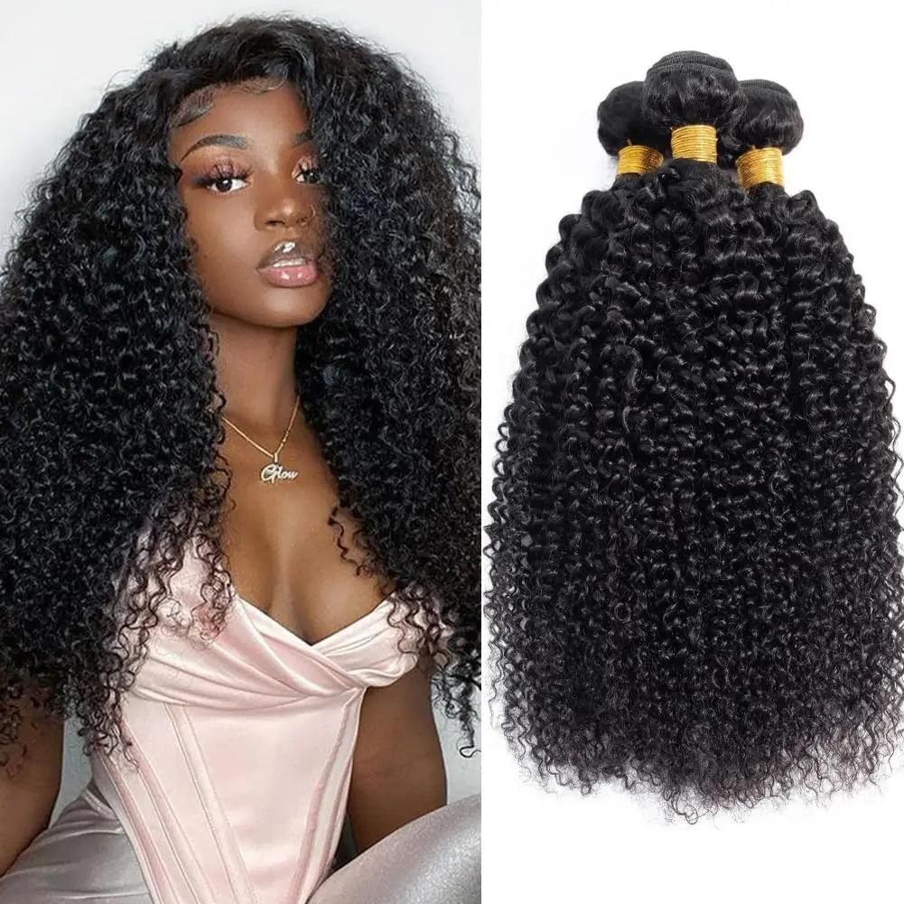 

Alipretty Curly Bundles Human Hair Weaving Natural Color 1/3/4 Bundles Kinky Curly Human Hair Bundle Human Hair Weft Extensions