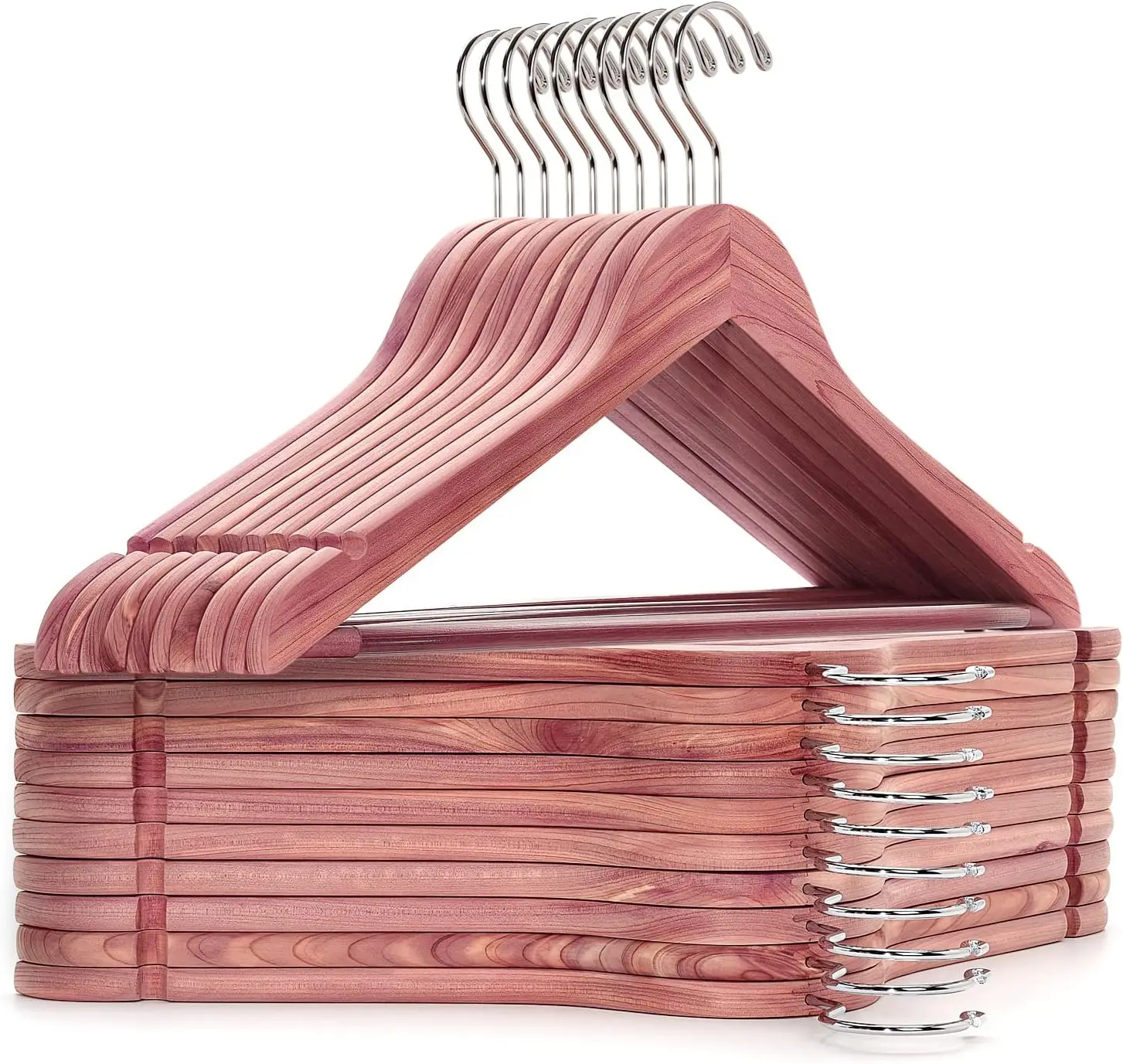 Red Cedar Hangers 30 Pack, Smooth Finish Wood Coat Hangers for Suit Shirt, Aromatic Cedar Clothes Hangers with Swivel Hook