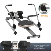 Hydraulic Full-motion Adjustable Rowing Machine, with Soft Seat LCD Display and Long Track, for Aerobic Exercise