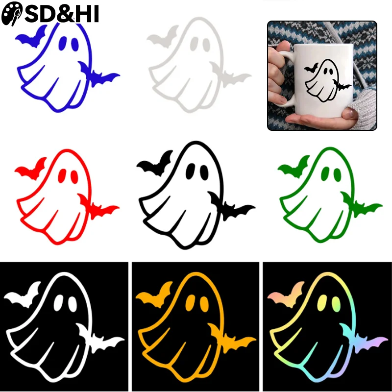 

10 см виниловая наклейка Хэллоуин жуткий призрак наклейки летучие мыши наклейка DIY Чемодан скейтборд ноутбук шлем гитара наклейка детские наклейки