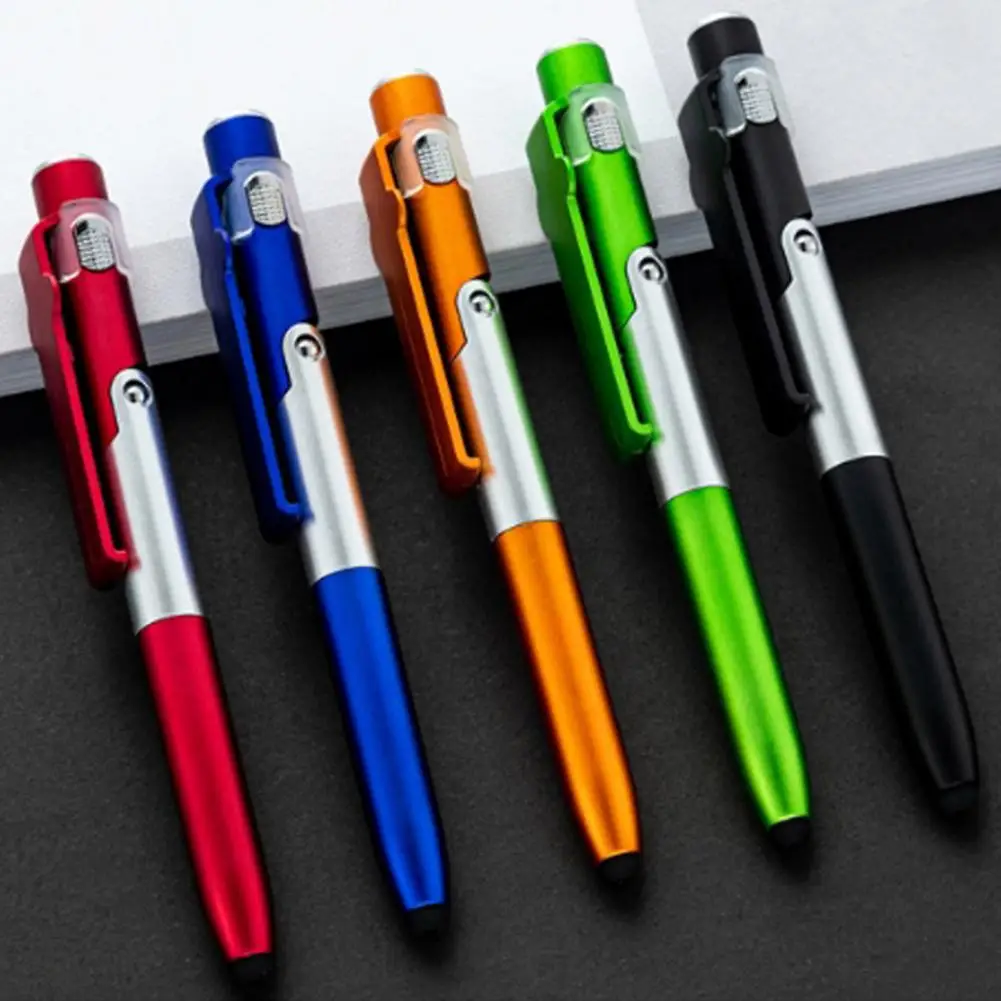 13.7cm 4-in-1 Ballpoint Pen With Stylus LED Light Phone Stand Smooth Writing Easy To Hold Ergonomic Ballpoint Pen Office Supply