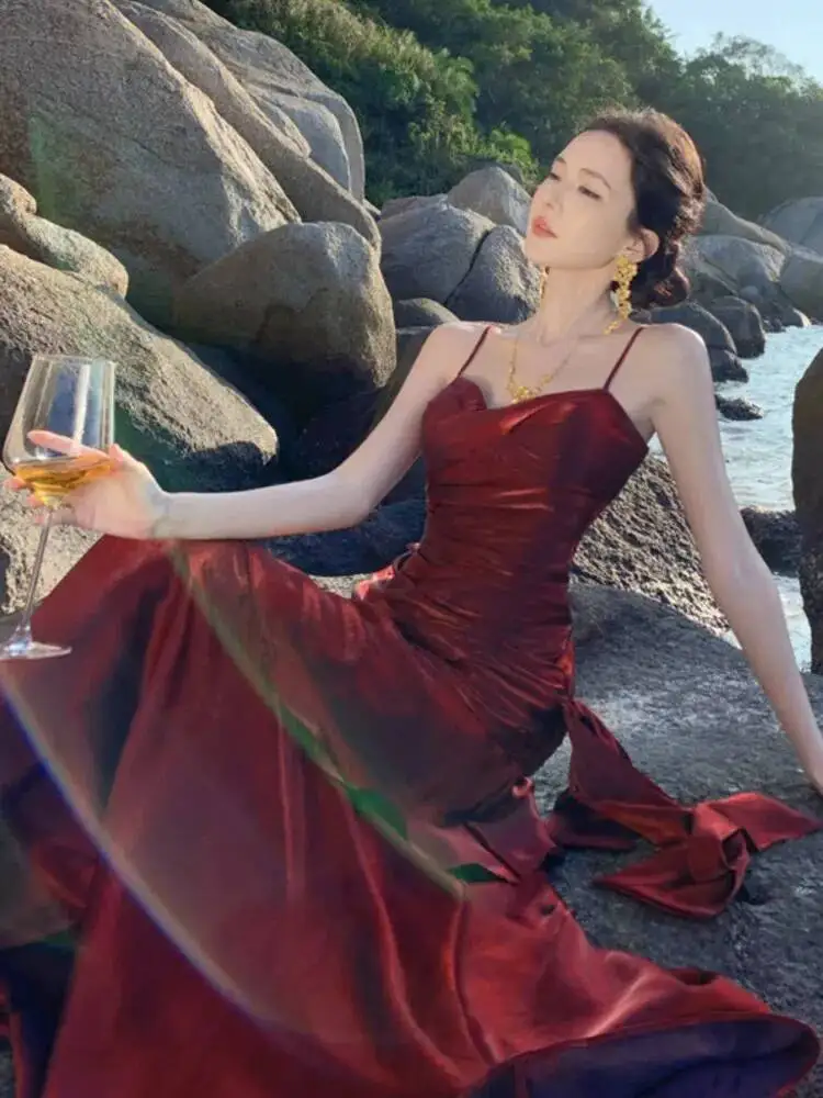 ชุดเดรสผู้หญิงแบบมีระบายหรูหรา สายเดี่ยวเซ็กซี่ สำหรับงานเลี้ยงตอนเย็น งานวันเกิด งานแต่งงาน งานพรอม ชุดราตรียาว เสื้อผ้าผู้หญิง