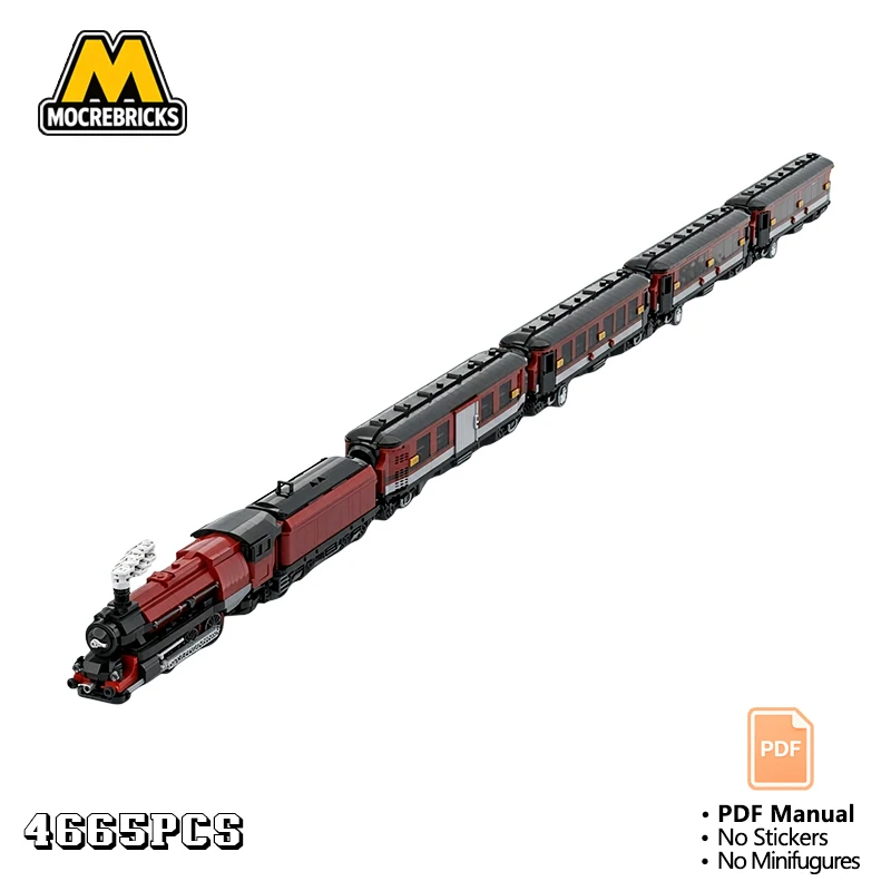 MOC Classic British Steam Locomotive Building Blocks Vintage Railway Express Train DIY Bricks Model Toy Gift