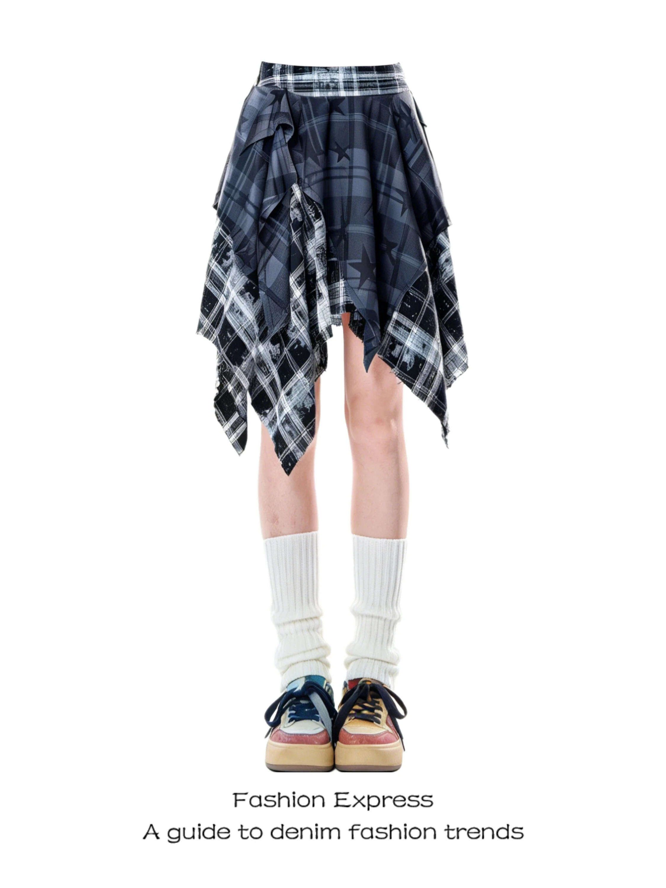 

Artistic Unusual Plaid Skirt for Women Summer 2026 New Style Vintage All-Match Design Star Pattern Commute Friendly Elas...