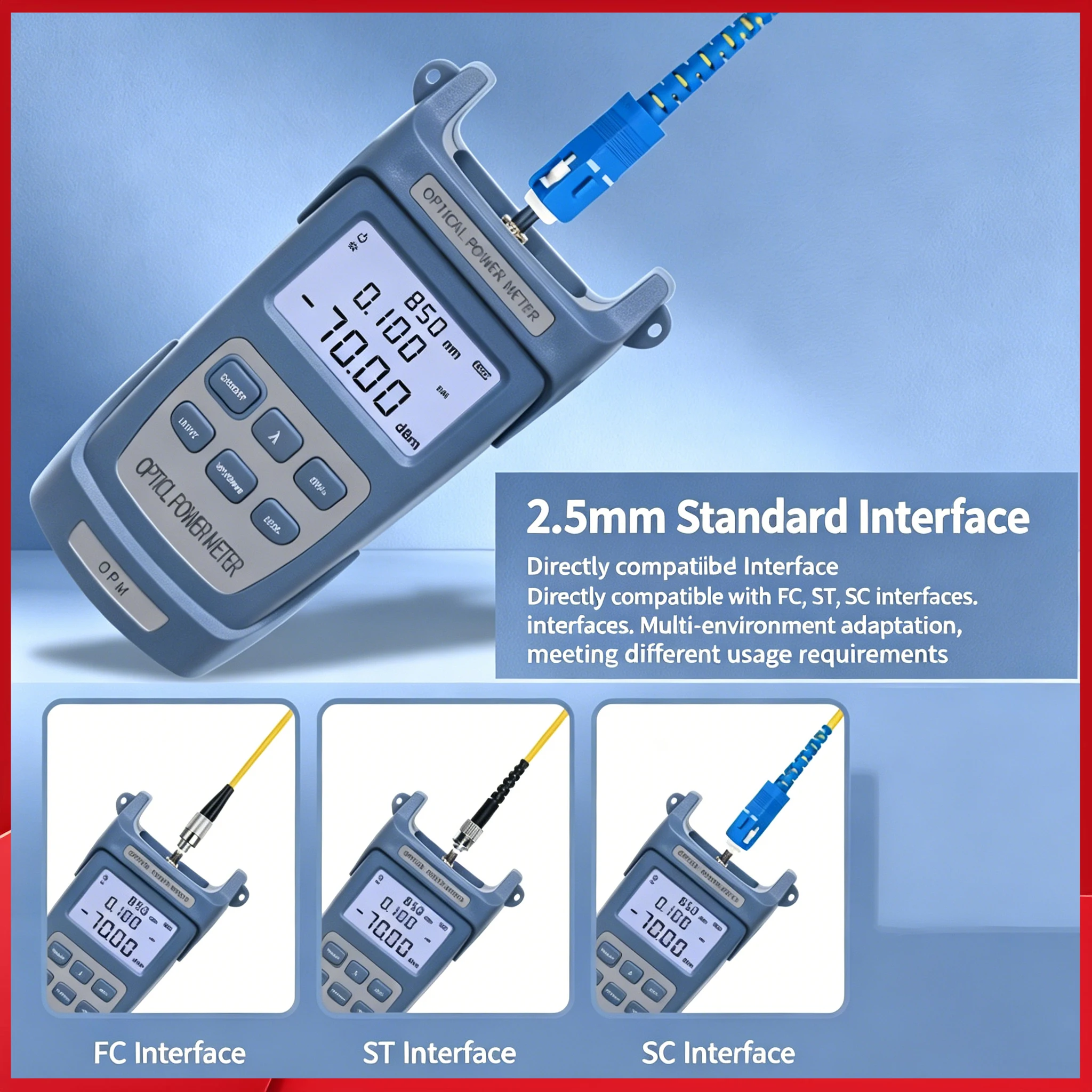 Handheld High Precision All-in-One Fiber Optic Tester, Optical Power Detector & Red Light Locator, Rechargeable Fiber Cable Faul