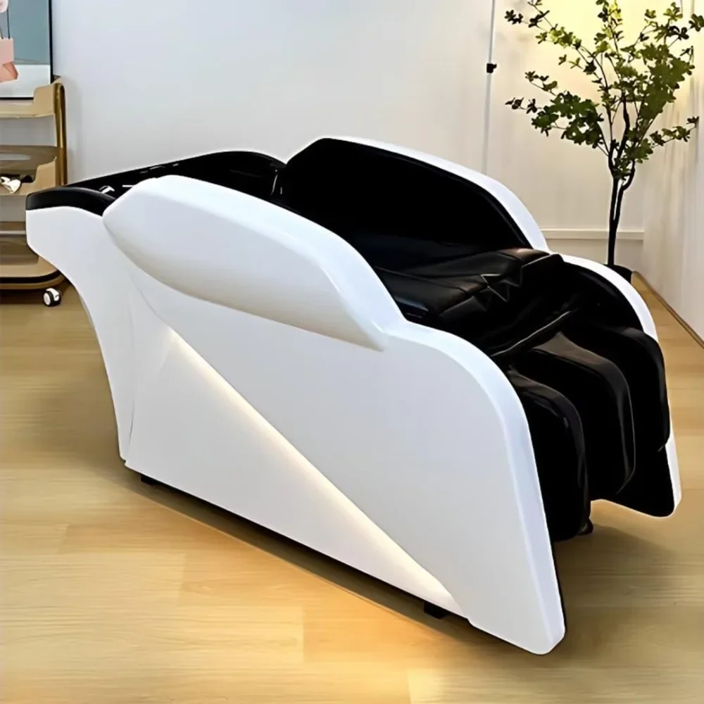 

Massage Shampoo Bed -Massage Table with White Curved Design,Head Spa Equipmentincludes Water Cycle, Fumigation, Back Heating