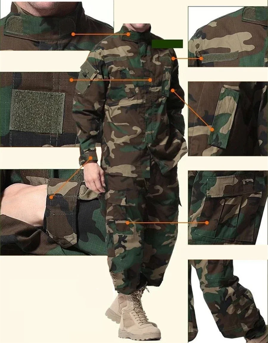 Tactical Uniform Camo Jacket + Pants Set Outdoor Hunting Camouflage Clothing Mens