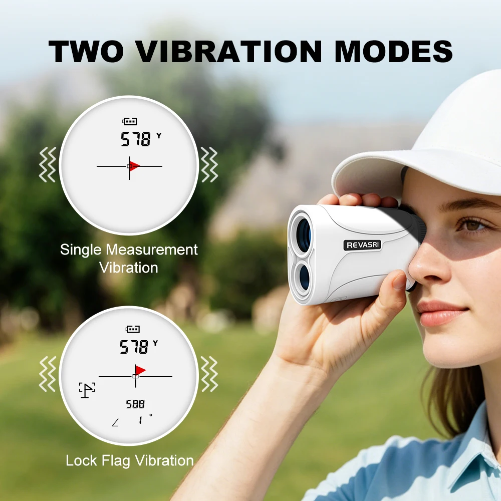 REVASRI 1300Yards Laser Rangefinder for Golfing，6X Magnification Type-C Charge Golf Range Finders Flag Lock Vibration for Golfer