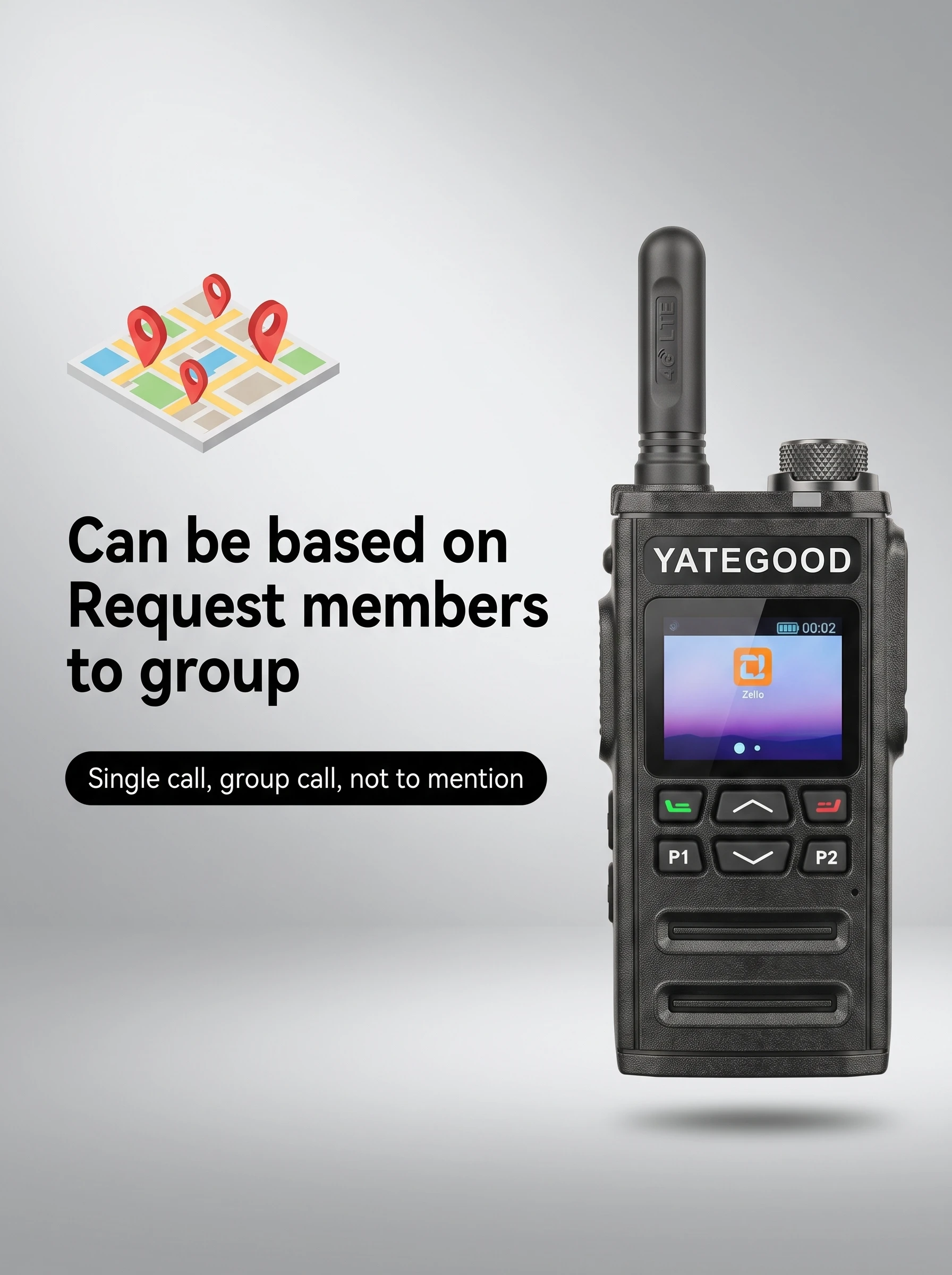 Global ZELLO Walkie Talkie Network 5000KM 3G 4G Radio WiFi 100KM Bluetooth GPS