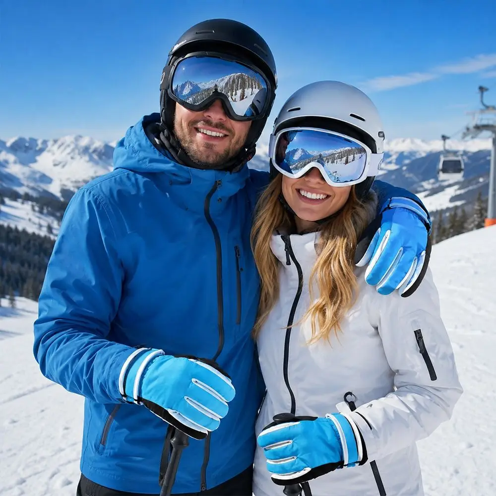 Fashion Warm Winter Skiing Gloves Waterproof Non-slip Cycling Gloves Windproof Thickened Thickened Thermal Gloves for Men Women