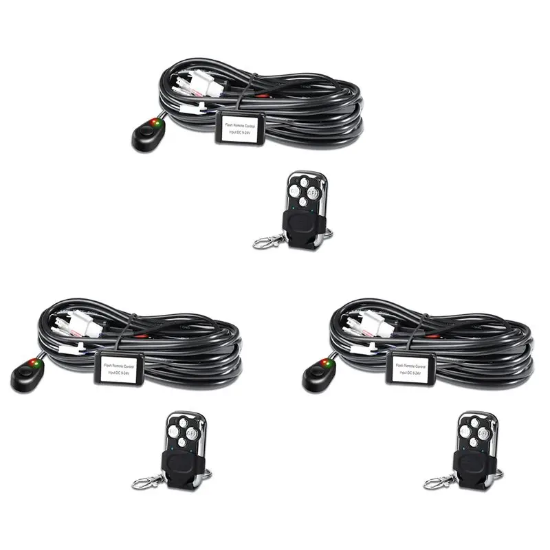 Exclusive 3X LED Light Bar Wiring Harness Kit 2 Leads 18 AWG Universal LED Wiring Harness Relay On & Off Switch Wiring Harness