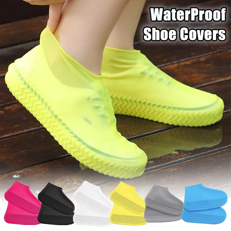 Waterproof Rain Shoe Covers Reusable Rubber Rain Boot Overshoes Non-Slip Outdoor Protectors Shoes Cover Unisex Shoes Accessories