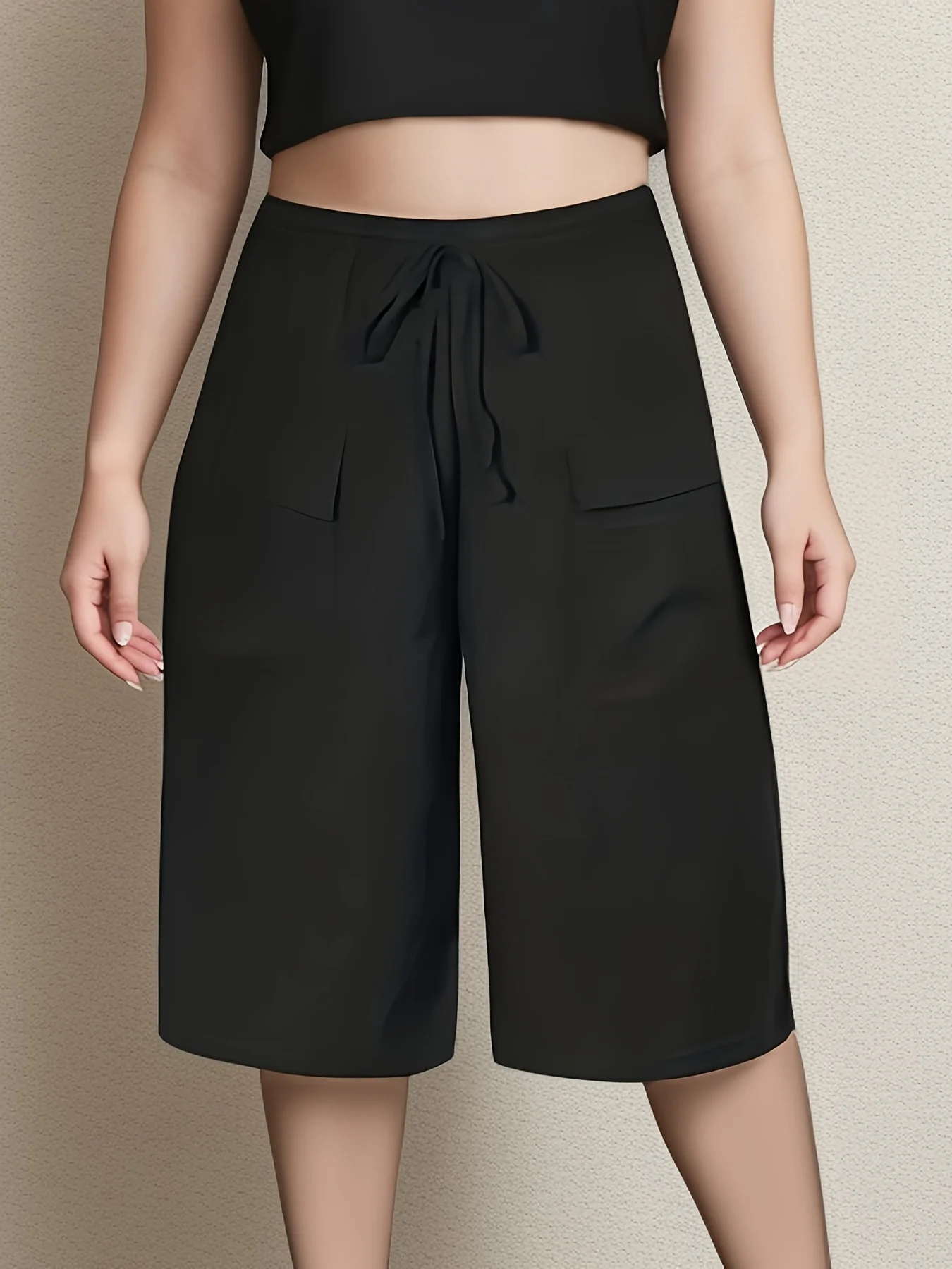 Plus Size 1XL-5XL New Women's Casual Five-point Shorts Pocket Fake Drawstring Women Clothing Beach Shorts