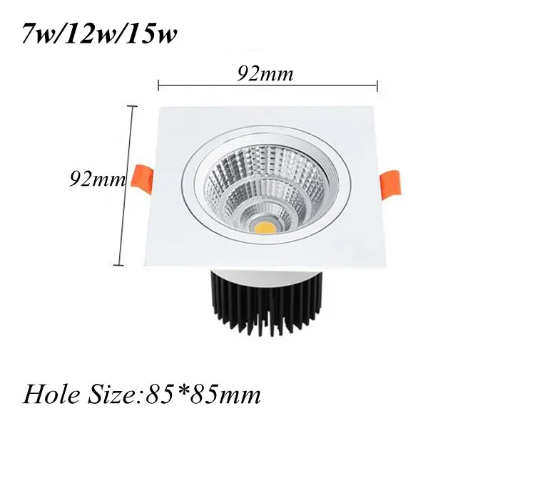 LED 다운라이트 COB 조광 가능 스팟 장식 룸 천장 램프, AC 220V LED 패널 조명, 호텔 룸 스팟 주방, 7W, 12W, 15W, 30W