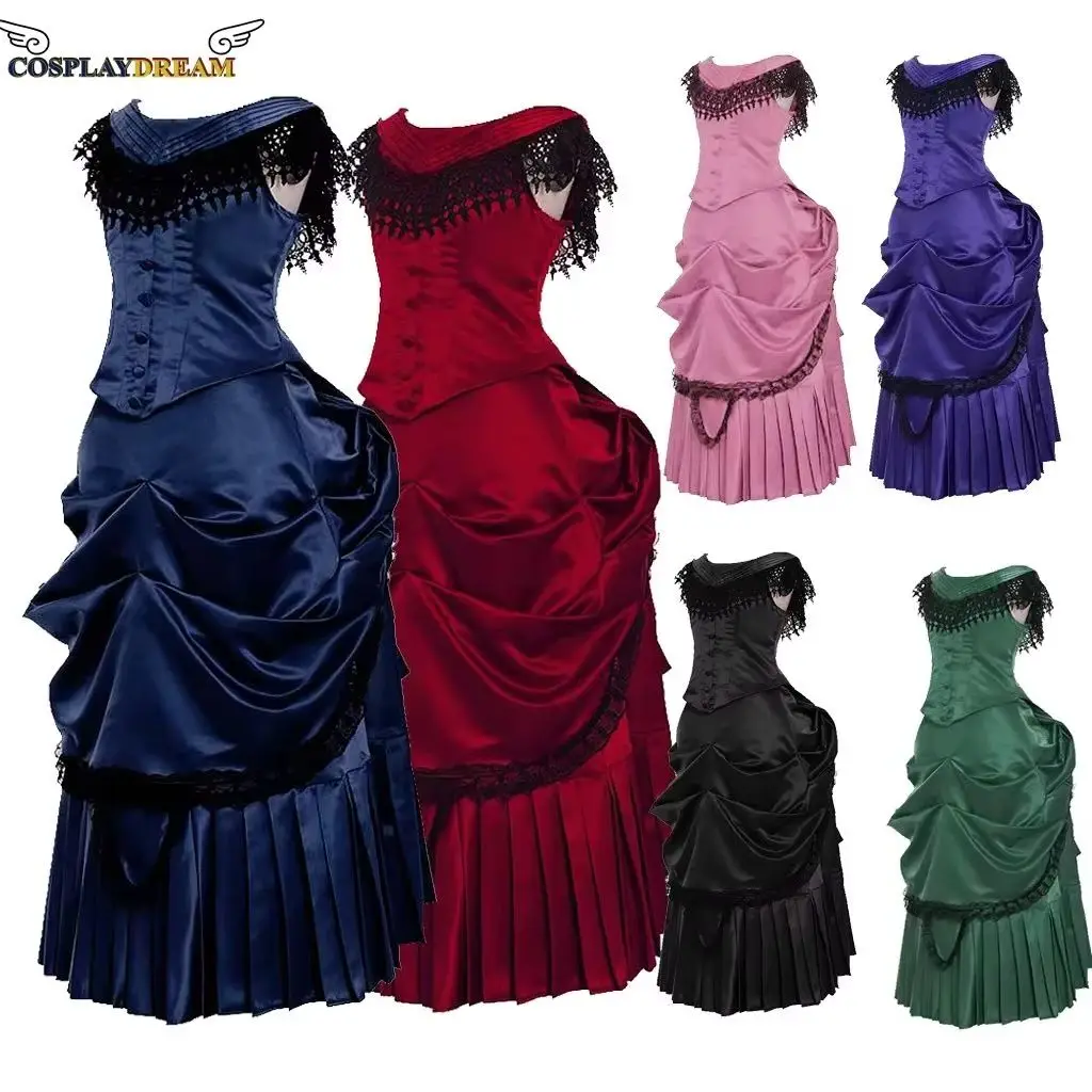 

Victorian Bustle Gown Queen's Gown Victorian Gothic Georgian Period Dress Masquerade Reenactment Clothing Off Shoulder Ball Gown