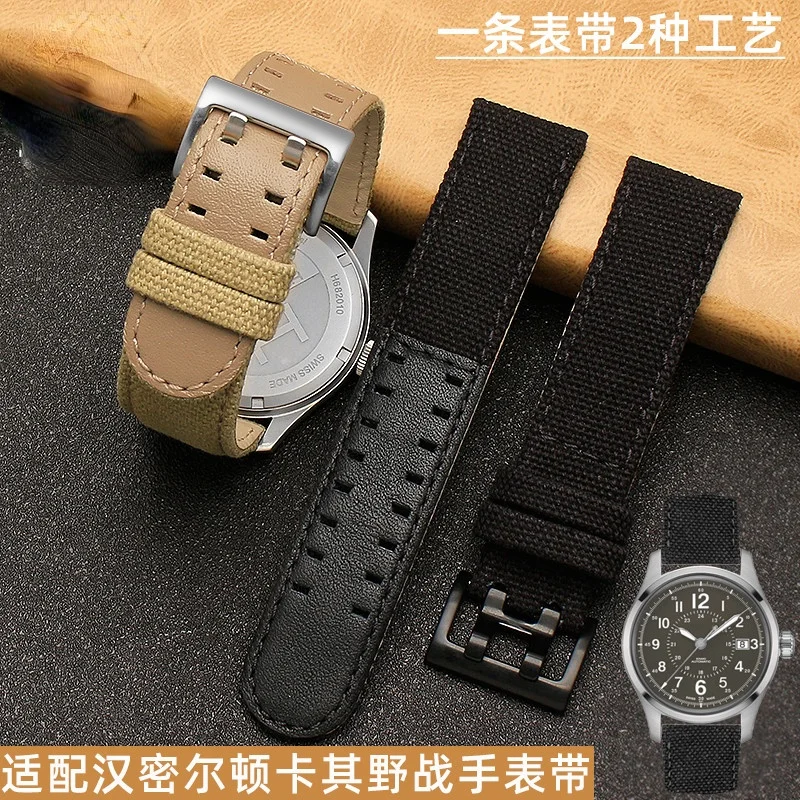 For Hamilton Khaki Field Battle H705751 Nylon Watchband H682010 Double Row Pin Buckle Sports Watch Strap 20 Watch band