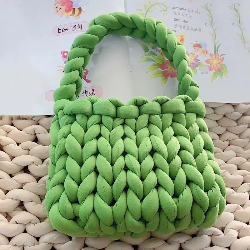 Super Bulky Chunky Yarn Thick diy hand-Knitting bag Soft wool korean woman Giant Yarn DIY Hand-knit Big Cotton Lady handbag