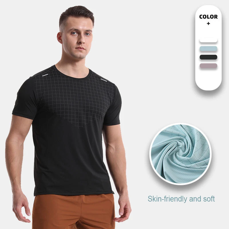 

Men Running T-Shirt Elastic Quick Dry Fitness Sports Top Gym Training Shirt Jogging Outdoor Sports Shirt Casual Sportswear