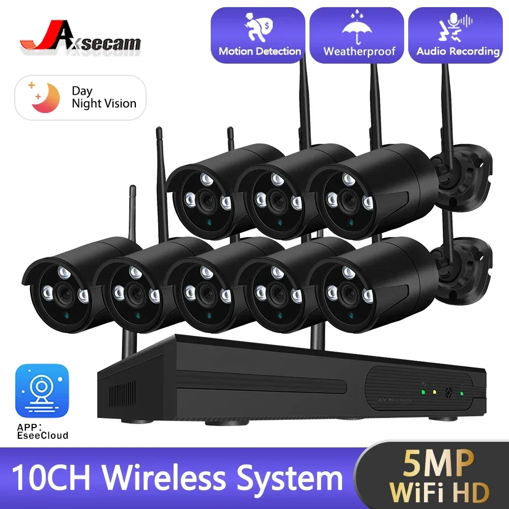 Wireless Wifi Camera Kit 5MP Audio Smart AI Human Detection Outdoor Security Camera 10CH NVR Video Surveillance System Eseecloud