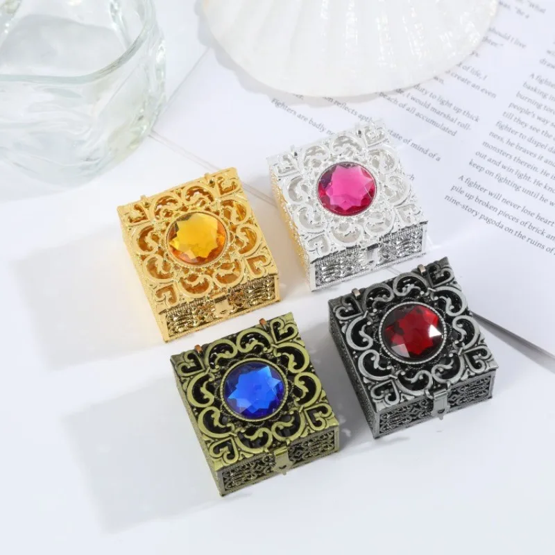Vintage Style Metal Jewelry Box Gold Silver Color Ornament Storage Case Portable Trinket Container for Rings Earrings Necklaces