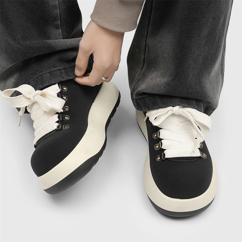 

Small Niche Big Head Leather Surface Comfortable Wear-resistant Anti Slip Creative Versatile Solid Color Sports New Sneakers