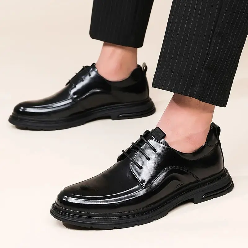 Mannen Lederen Schoen Zakelijke Formele Jurk Britse Stijl Mannen Schoenen Echte Koeienhuid Elegante Casual Zakelijke Luxe Sociale Mannelijke Schoen