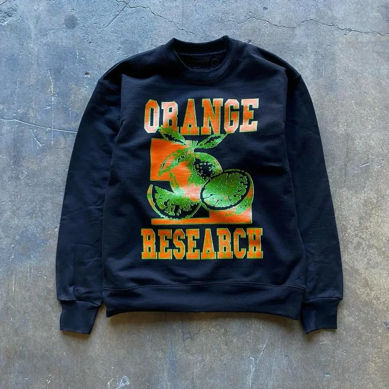 

Gothic Korean fashion letter print pullover men and women Harajuku oversized long sleeve top Street retro hip hop sweatshirt